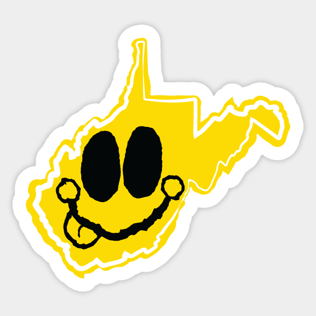 West Virginia Happy Face with tongue sticking out Sticker by pelagio